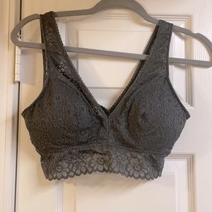 Dark Grey Lace Padded Bralette